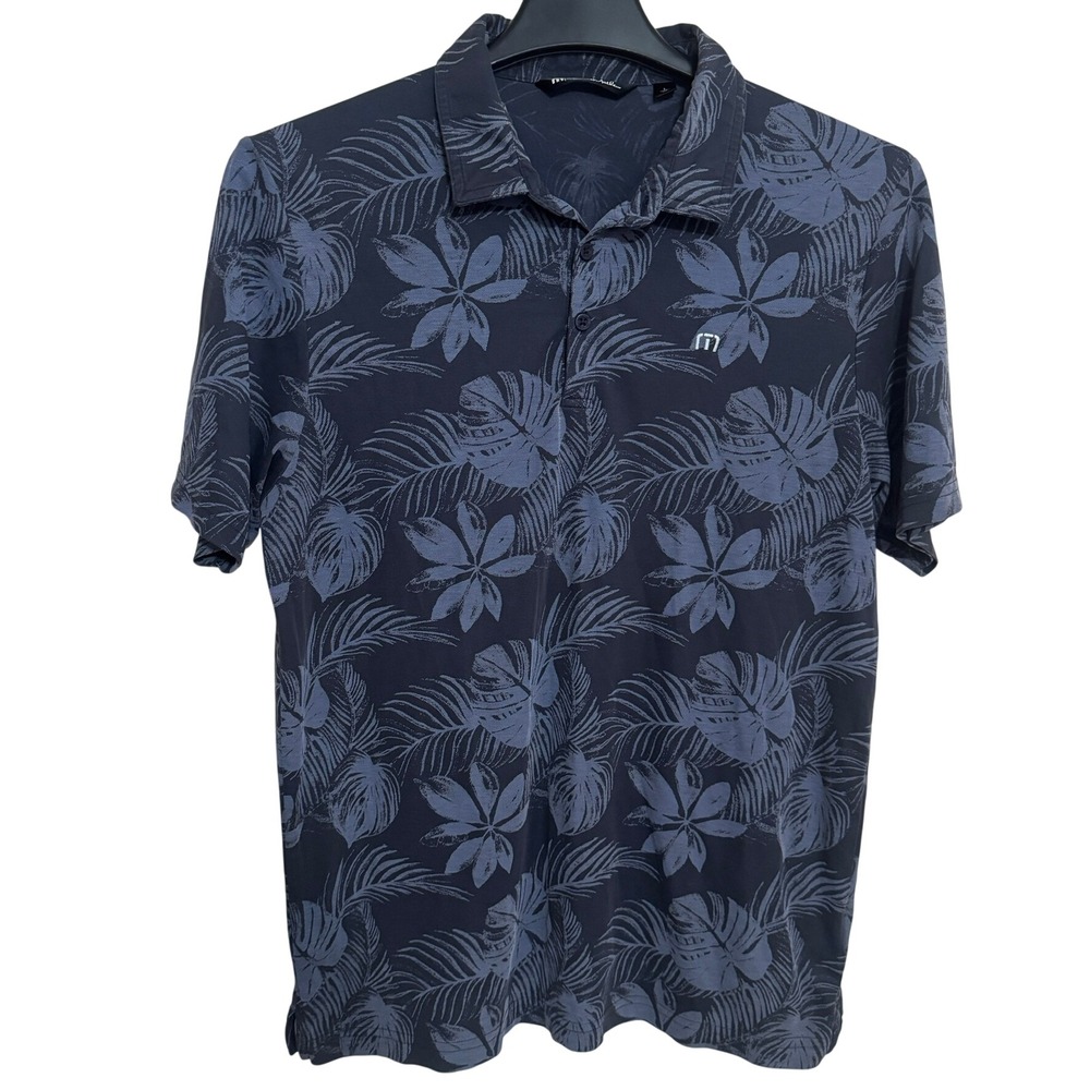 Travis Mathew Polo Men's Large Golf Activewear Blue Graphic Full Print Floral